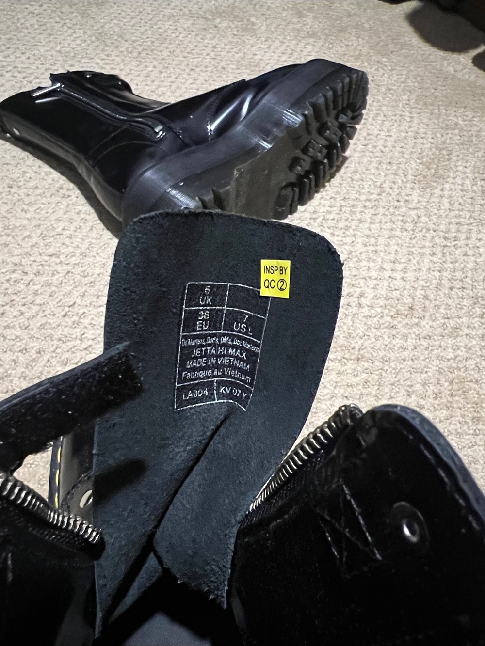 Dr. Martens Jadon Platform Combat Boots in Black size 7 - Picture 7 of 7